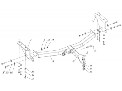 Фаркоп Бизон шар Е съемное крепление под американский квадрат для Nissan Pathfinder 2014-2021