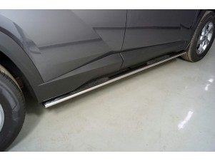 Пороги овальные с накладкой 75х42 мм для Hyundai Tucson 2020 – н.в. HYUNTUC21-13