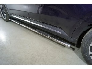 Пороги овальные с накладкой 75х42 мм для Kia Carnival № KIACAR21-22